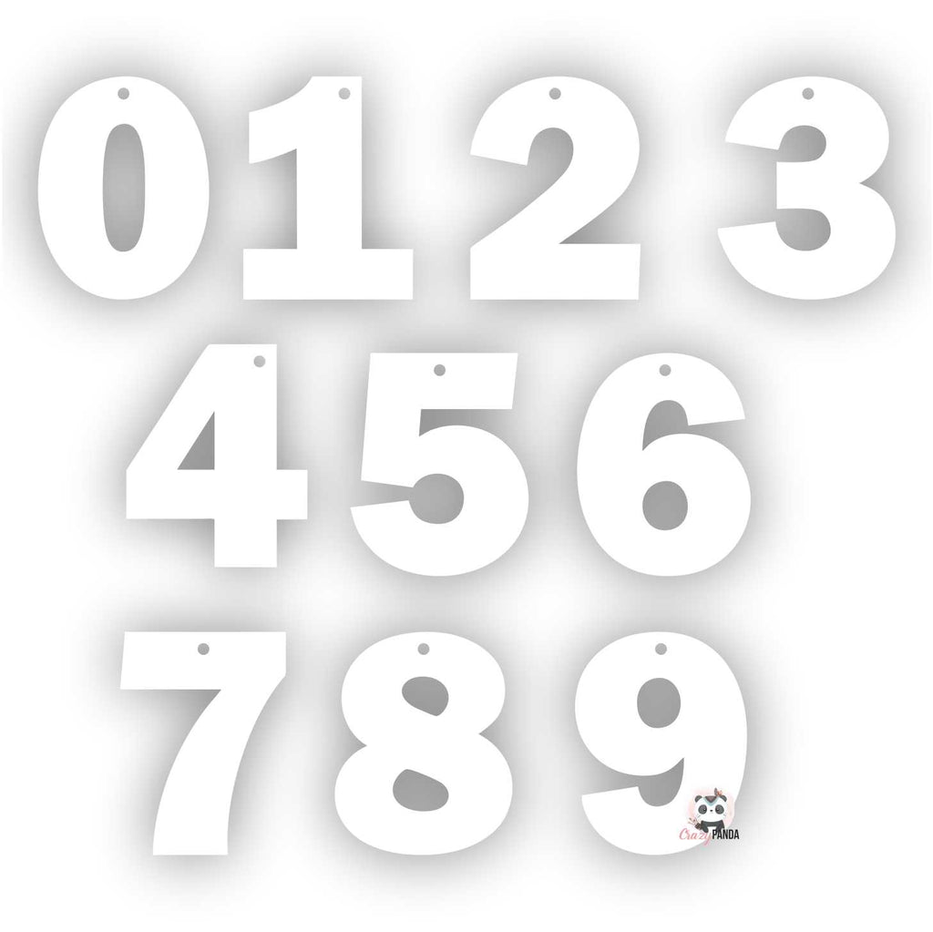 Acrylic White Individual Numbers 32-50mm