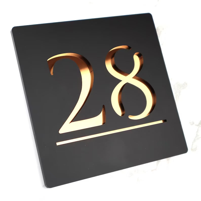 House Address Sign: Matte Black with Mirror Smart Composite