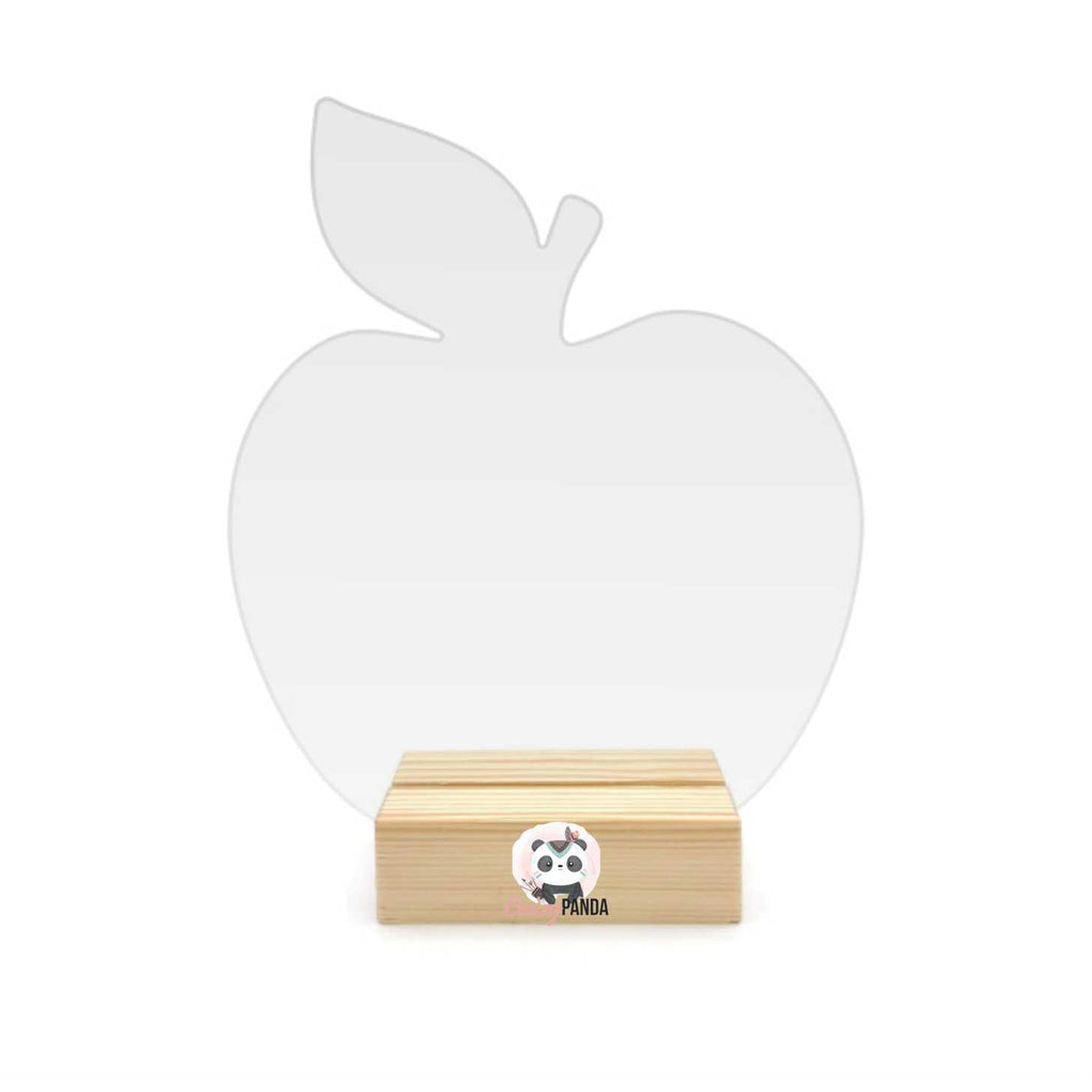 Acrylic Blank Apple Table Sign & Wooden Stand