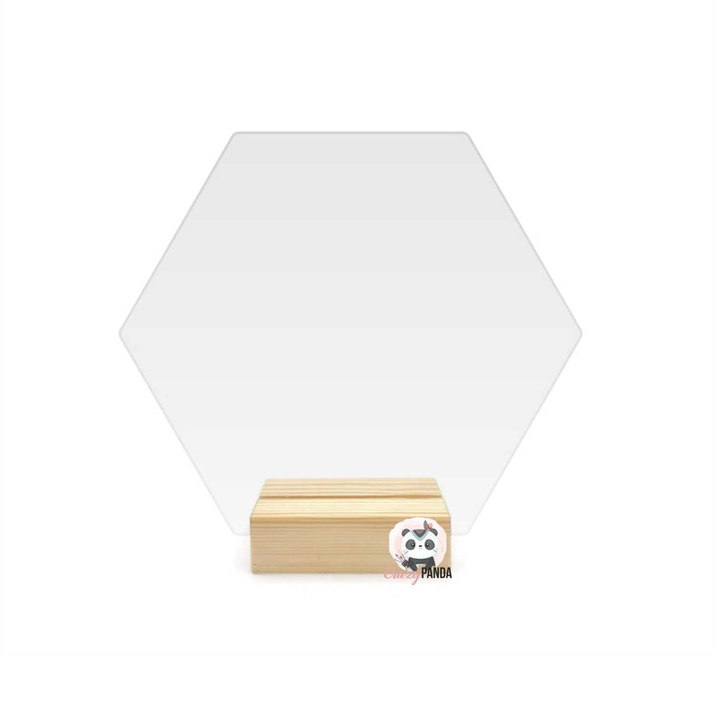 Acrylic Blank Hexagon Table Sign & Wooden Stand