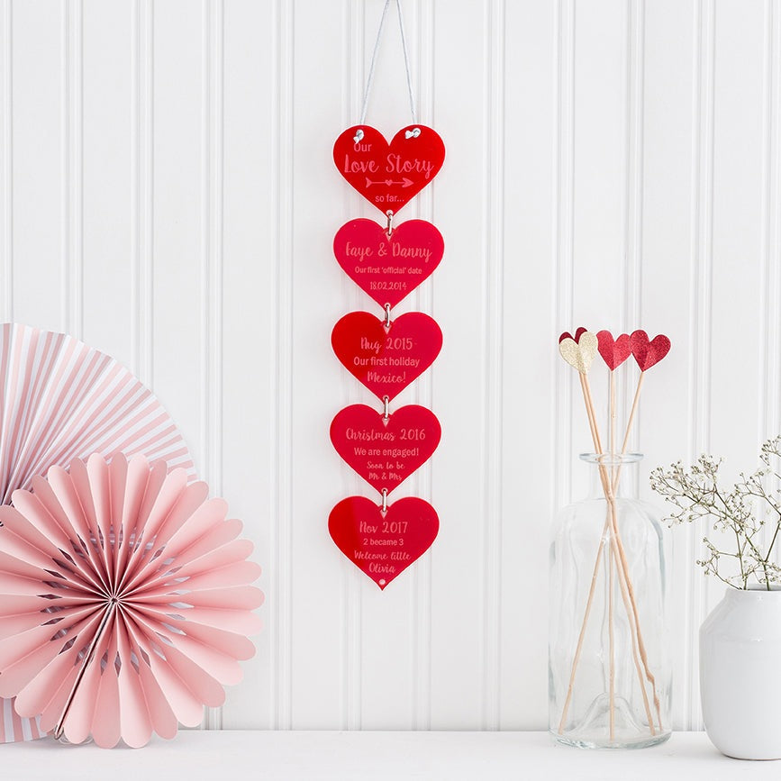 Our Love Story' Hanging Hearts