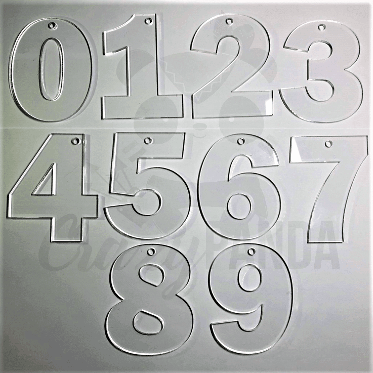 Acrylic Blank Clear Individual Numbers 60-100mm