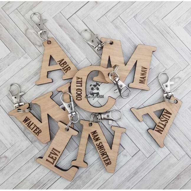 Personalised Wooden Initial Tags with Names